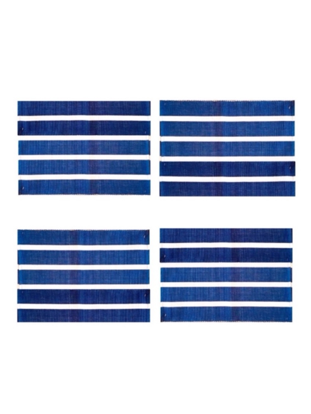 NWT 4 Ribbed Cotton Placemats w/Blue-White Stripes